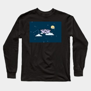 Flying origami boat Long Sleeve T-Shirt